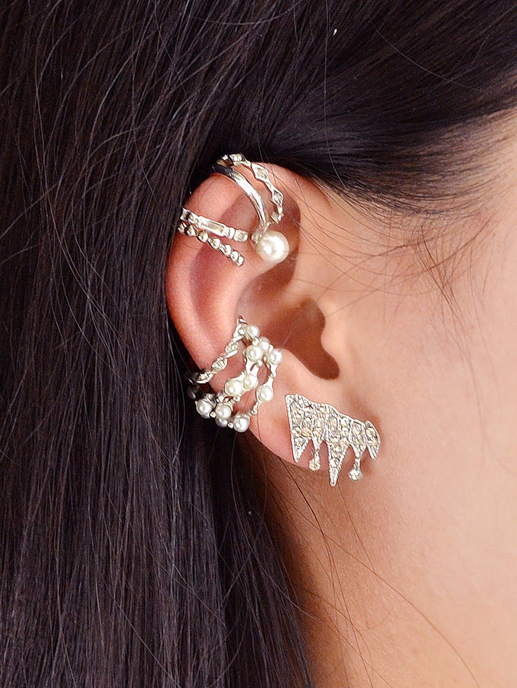 9pcs Silver Ear Cuffs Clip On Cuff Earrings Cartilage Helix Wrap Ear Jewelry Set