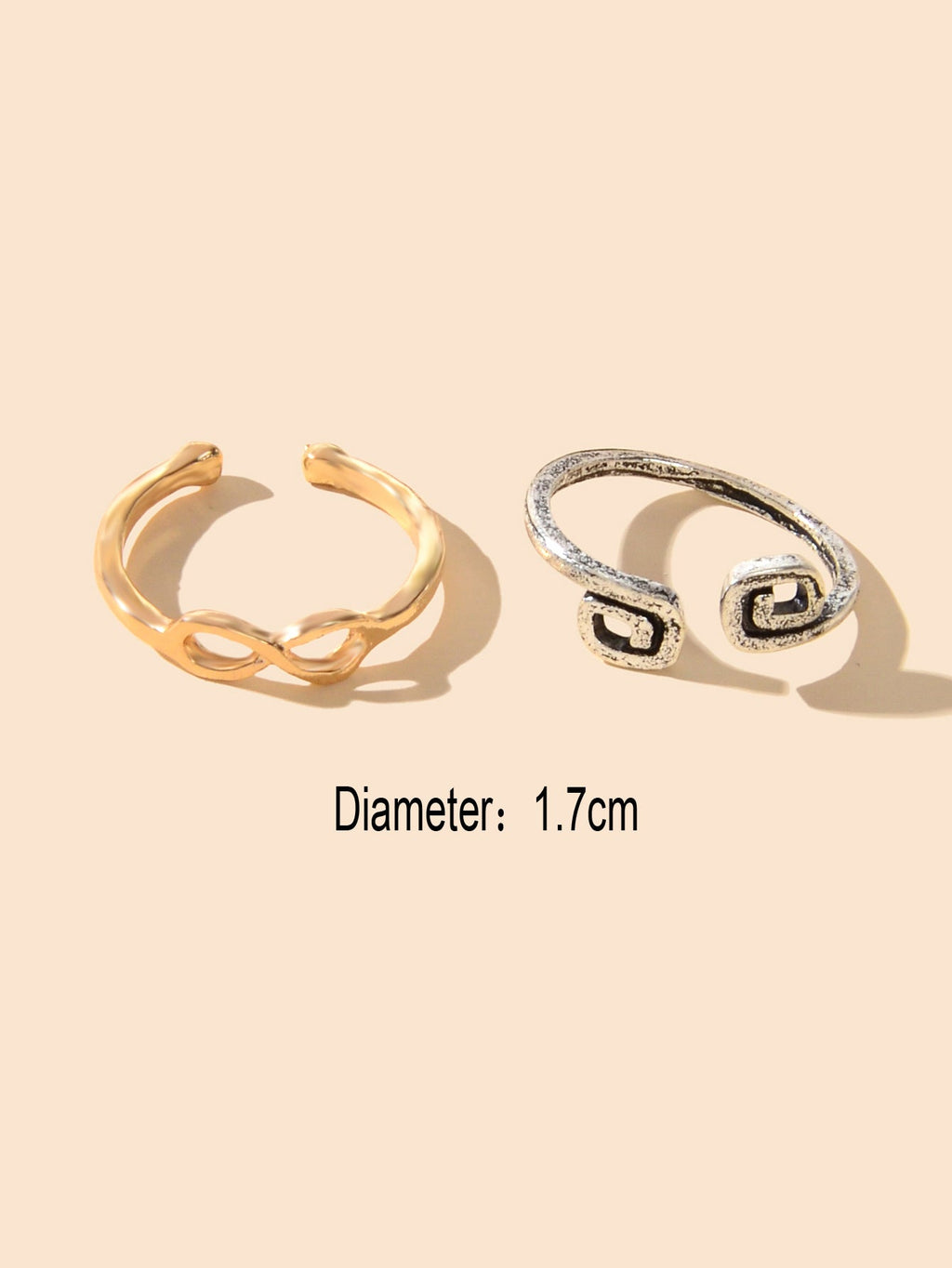 2pcs Boho Chic Foot Jewelry Gold Silver Open Toe Ring Knuckle Midi Tail Ring set
