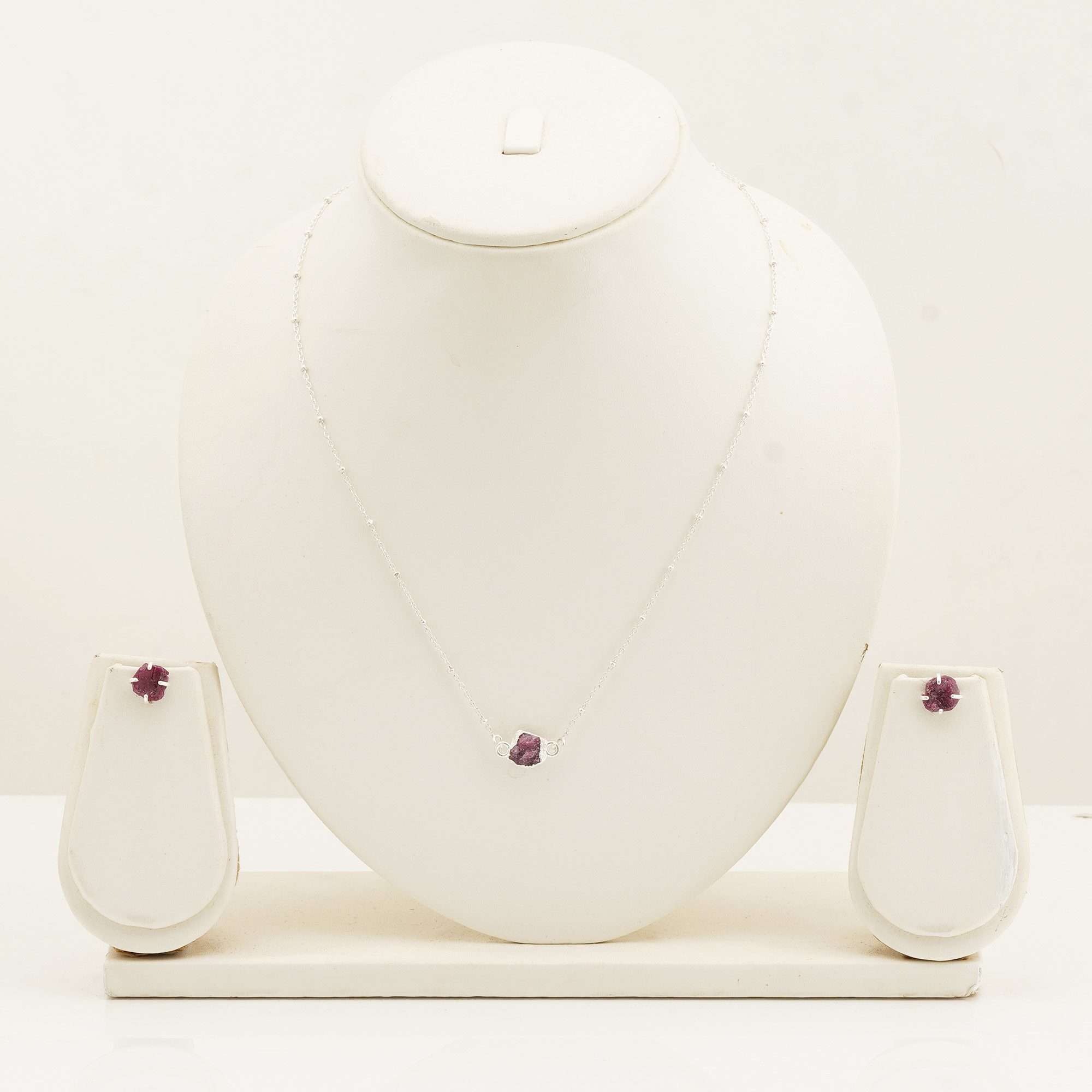 Handmade Ruby Set in its Natural form in Silver 925