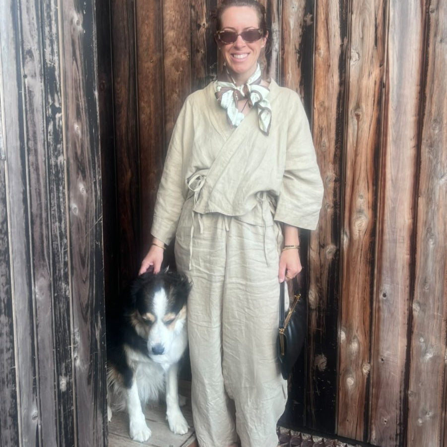 Wide Leg Linen Pant in Latte
